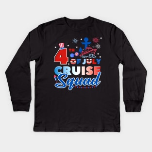 4th of July Cruise Squad Red White and Cruise Gift For men Women Kids Long Sleeve T-Shirt